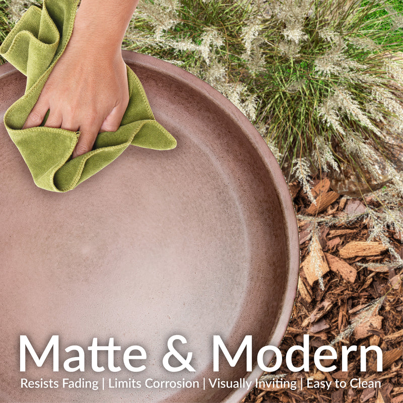 Sunnydaze Gleeful Garden Metal Outdoor Bird Bath - UV-Resistant Finish