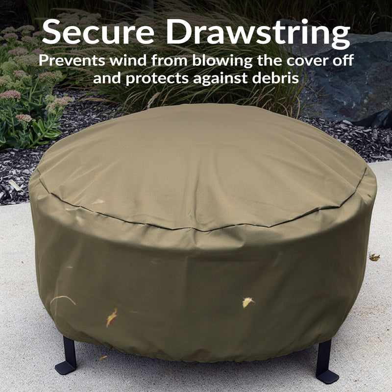 Sunnydaze Heavy-Duty Round Fire Pit Cover with Drawstring Closure