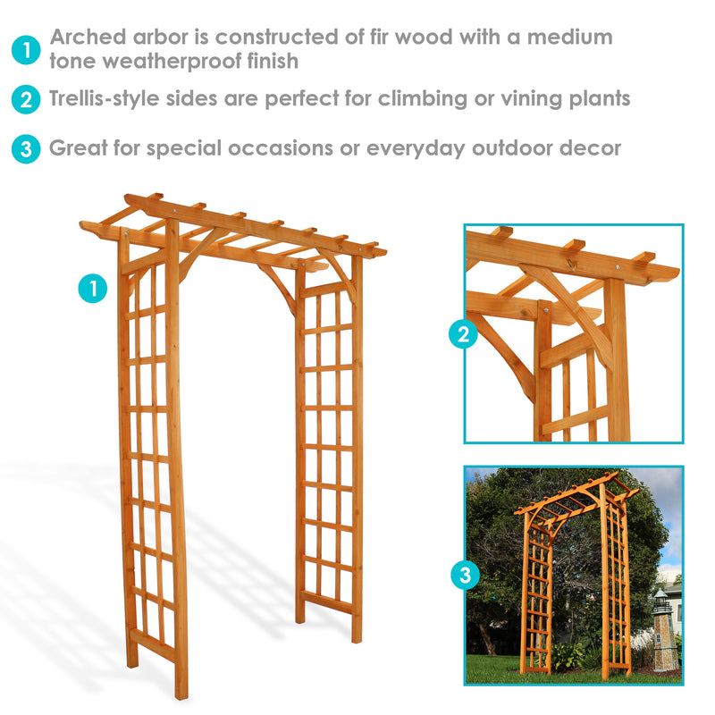 Sunnydaze Wooden Outdoor Garden Arbor - 57" x 20" x 78"