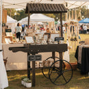 Sunnydaze Rustic, Vintage Flower Cart Display Stand with Wheels - Gray