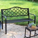 Sunnydaze 50" Outdoor Black Cast Iron Lattice Patio Bench