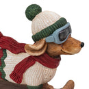 Sunnydaze 15" Playful Pup Winter Dachshund Statue on Sled in Sweater
