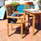 Dimension image for traditional teak outdoor patio dining armchair.