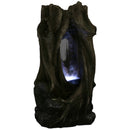 Sunnydaze Mystical Waterfall Tree Trunk Outdoor Water Fountain with LED Lights - 32"