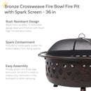 Sunnydaze Bronze Crossweave Wood-Burning Fire Pit with Spark Screen and Poker