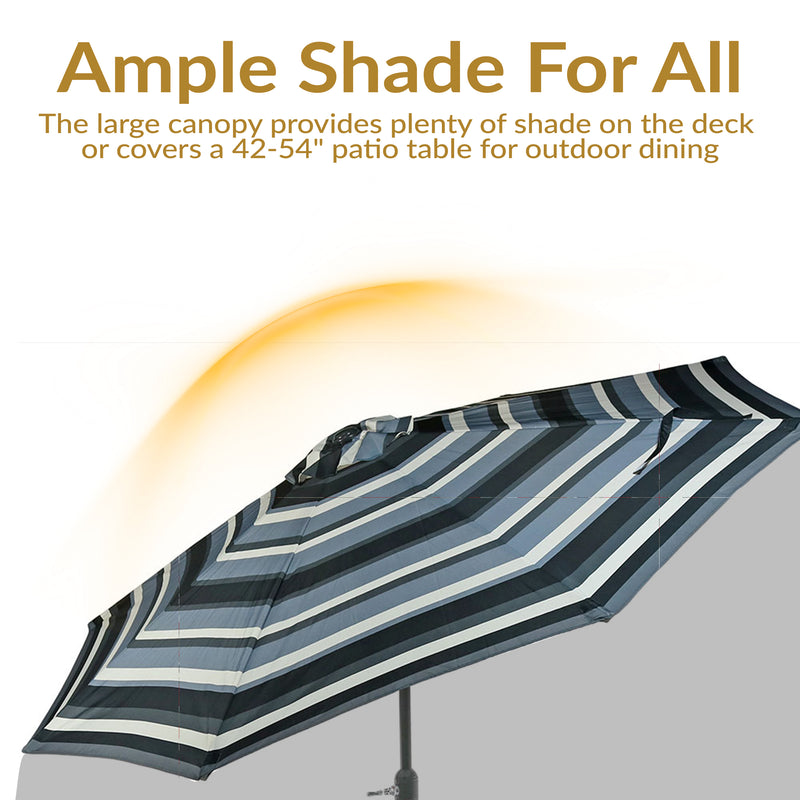 Sunnydaze 9' Striped Patio Umbrella with Push Button Tilt and Crank