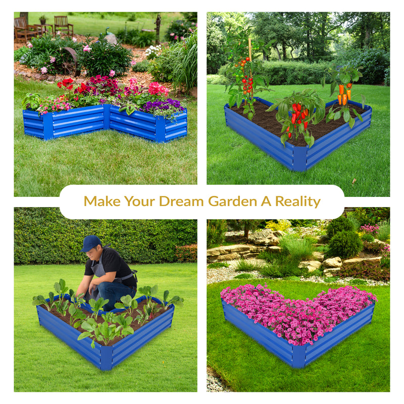 Sunnydaze Galvanized Steel L-Shaped Raised Garden Bed