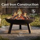 Sunnydaze Cast Iron Heavy Duty Fire Pit for Outside