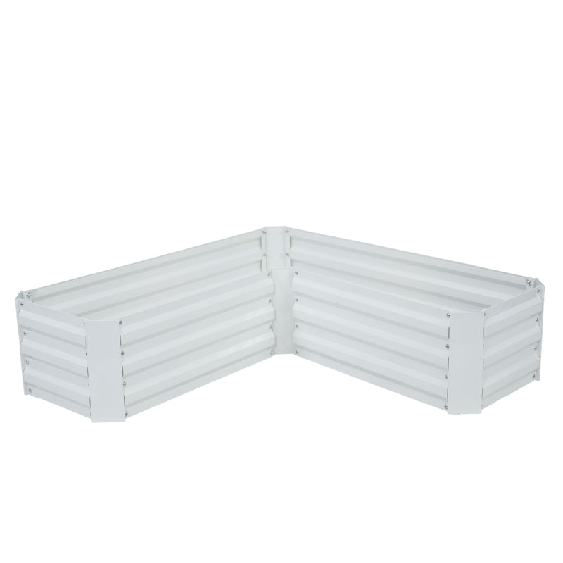 Sunnydaze Galvanized Steel L-Shaped Raised Garden Bed