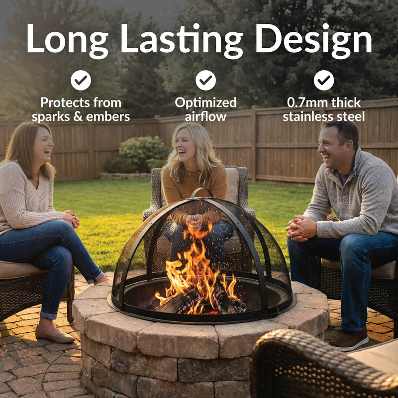 Sunnydaze Easy-Access Round Fire Pit Spark Screen