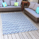 chevron blue/gray indoor/outdoor rug 5'3"x7'3"