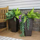 Sunnydaze Polyrattan Square Tall Wicker Planter