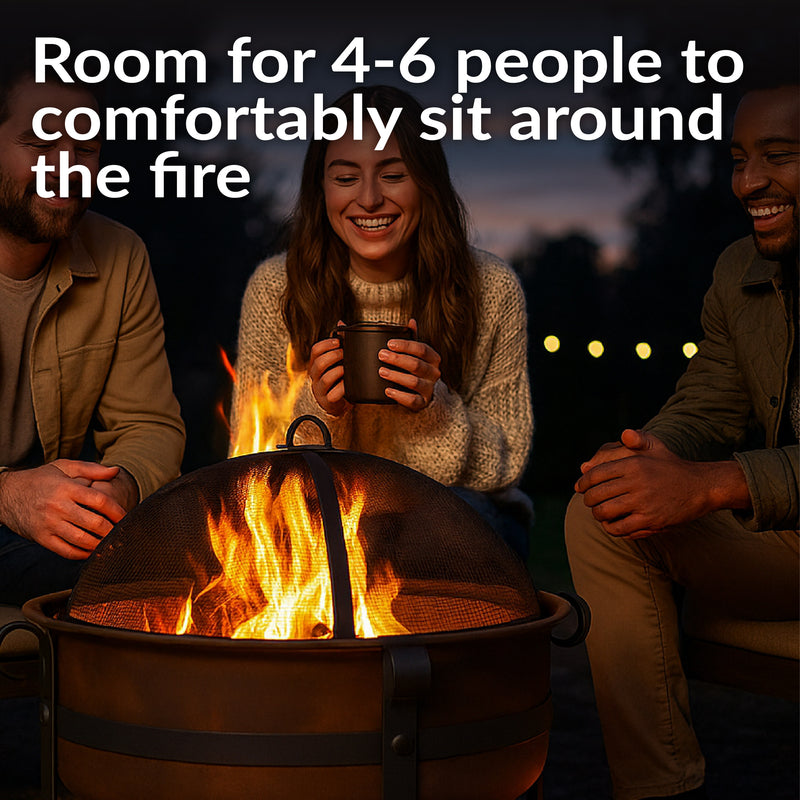 Sunnydaze 29" Cauldron Outdoor Wood-Burning Fire Pit with Spark Screen