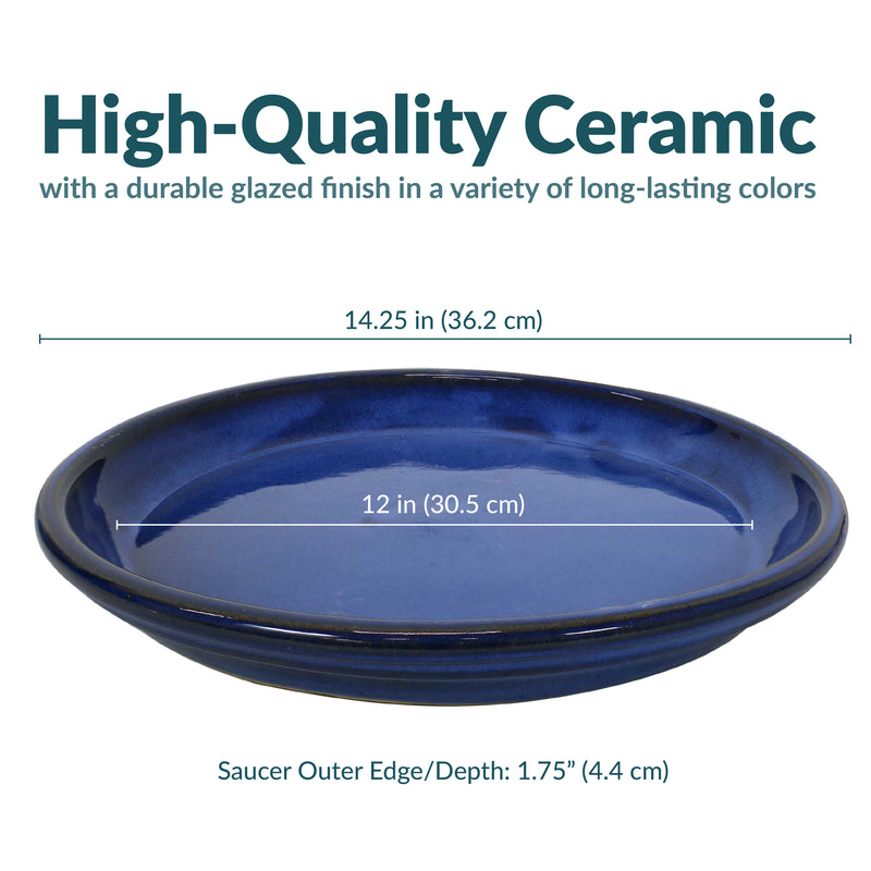 Sunnydaze Set of 4 Glazed Ceramic Planter Saucers