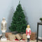 unlit artificial christmas tree with hinged branches