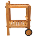 Sunnydaze Indoor/Outdoor Wood Bar Cart with Wheels - Malaysian Hardwood