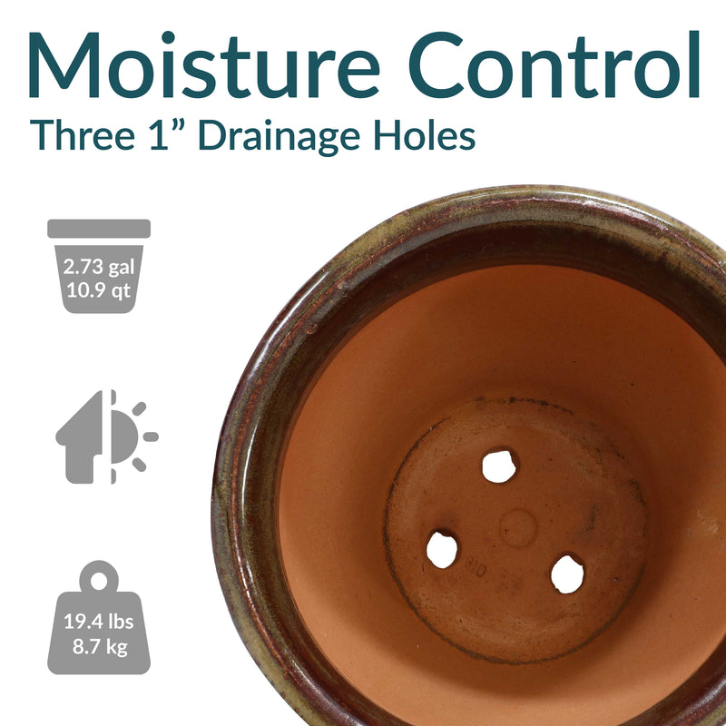 Sunnydaze Studio Glazed Ceramic Planter with Drainage