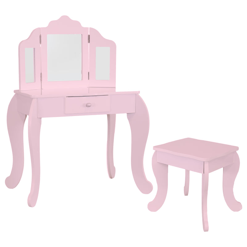 Sunnydaze Beauty Bliss Kids' Vanity Set with Mirror and Stool