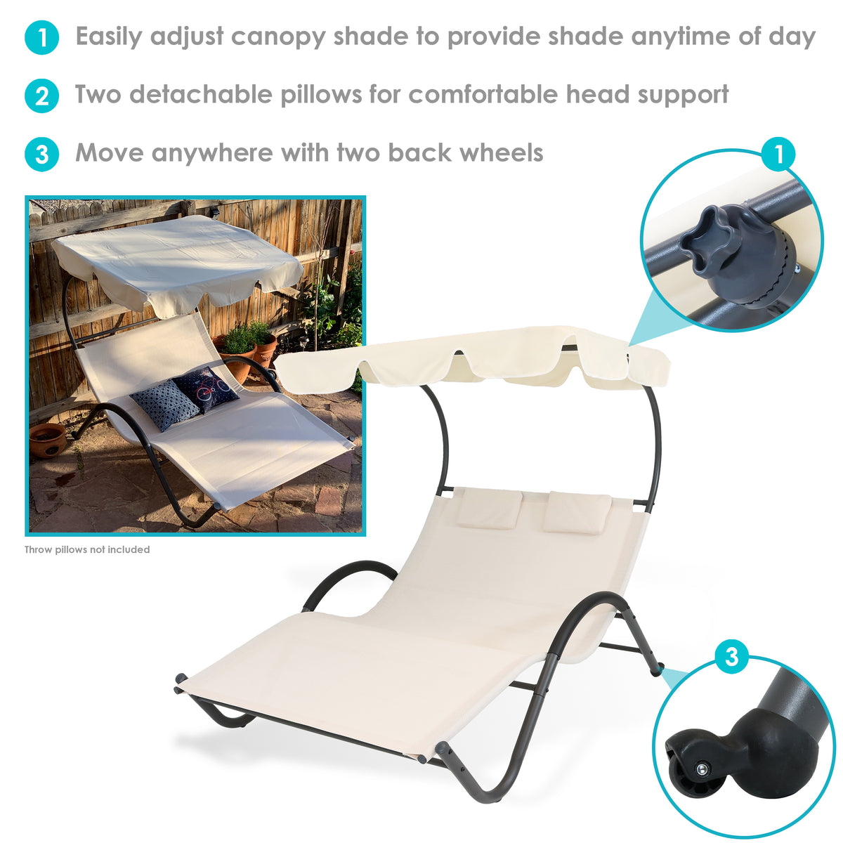 正規品　Have a seat シークレットDuoDuo x スワロフスキー Sunnydaze Double Chaise Lounge with Canopy and Headrest