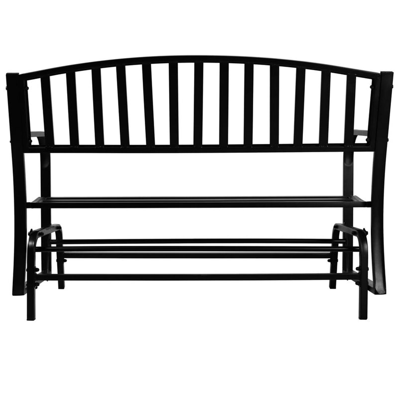 Sunnydaze 50" Black Steel Outdoor Patio Glider Bench