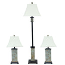 Sunnydaze Timeless Abode Slate 3-Piece Floor and Table Lamp Set