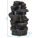 Sunnydaze Rock Falls Electric Waterfall Fountain with LED Lights - 39"