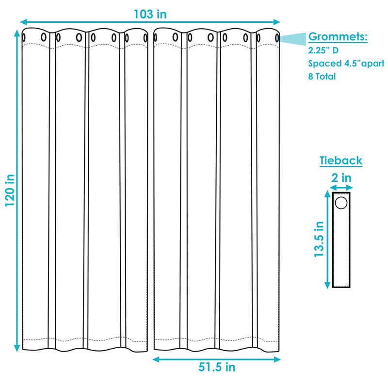 Sunnydaze Outdoor Blackout Curtain Panels with Grommet Top