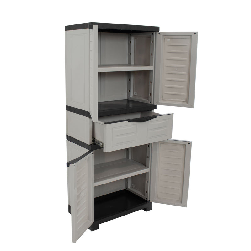 Sunnydaze Plastic Garage Storage Cabinet with 2 Adjustable Shelves - Gray