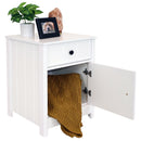 Sunnydaze Beadboard Nightstand Side Table with Drawer and Cabinet - White