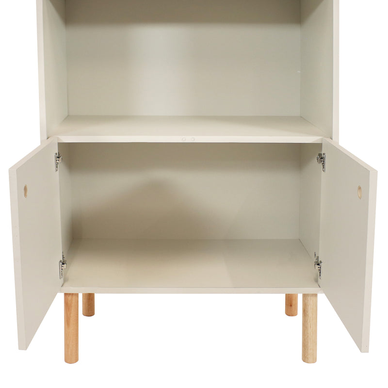 Sunnydaze 5-Shelf Modern Bookshelf with Storage Cabinet - Latte