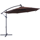 Sunnydaze Solar LED 10-Foot Offset Patio Umbrella with Cantilever, Crank, and Cross Base