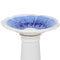 Sunnydaze Misty Blossom Glazed Ceramic Bird Bath – Blue/White - 23" H