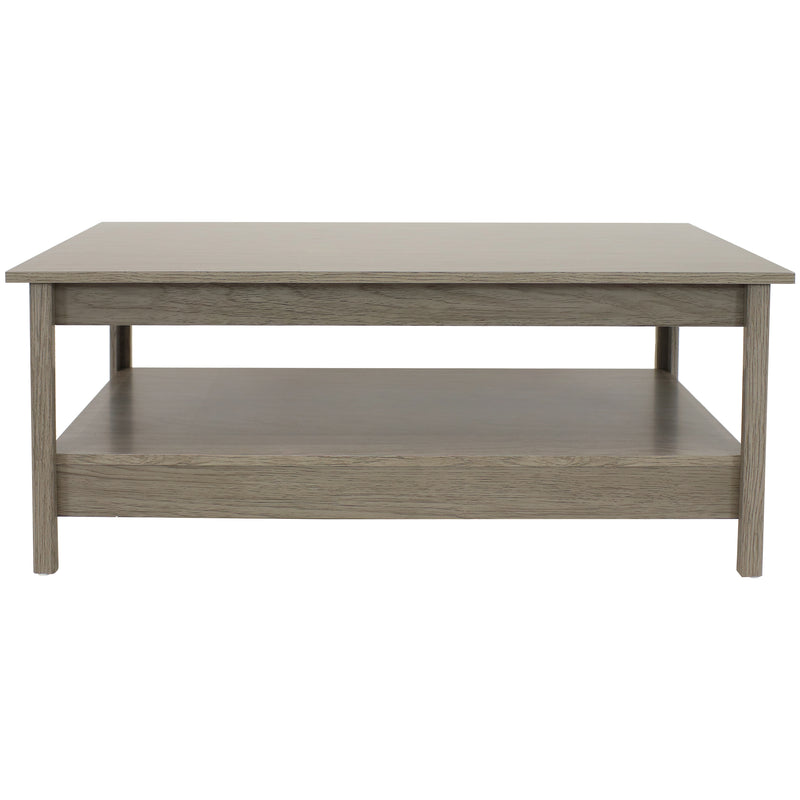 Sunnydaze Classic Coffee Table with Lower Shelf - Thunder Gray - 16" H