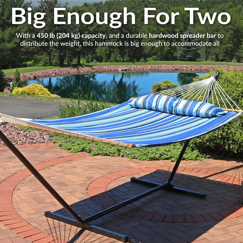 Sunnydaze 2-Person Quilted Fabric Double Hammock with Pillow
