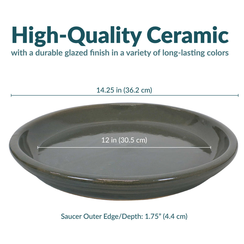 Sunnydaze Set of 4 Glazed Ceramic Planter Saucers