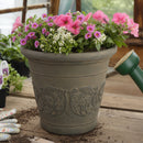 Sunnydaze Arabella Polyresin Large Round Outdoor Planter