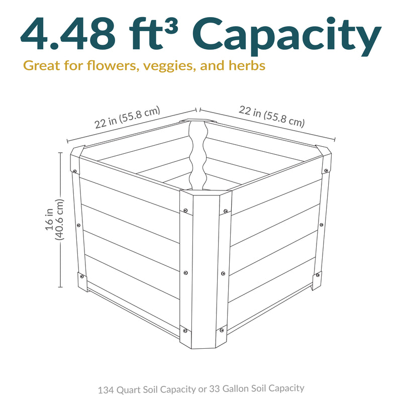 Sunnydaze 22" Square Steel Raised Garden Bed