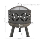 Sunnydaze 26" Retro Fireplace Cast Iron Fire Pit with Spark Screen