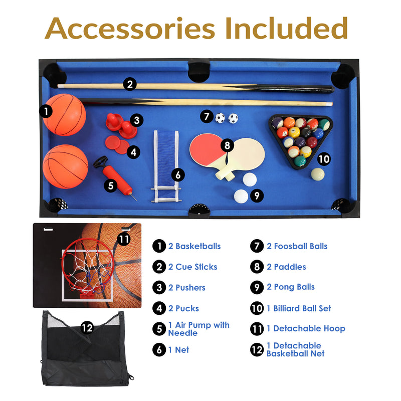 Sunnydaze 2-Player 5-in-1 Multi-Game Table - 45"