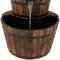 Sunnydaze Country 2-Tier Wood Barrel Water Fountain with Hand Pump