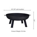 Sunnydaze Cast Iron Heavy Duty Fire Pit for Outside
