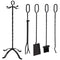 Sunnydaze 5-Piece Steel Fireplace Tool Set with Stand