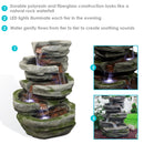 Sunnydaze Cobblestone Rock Waterfall Fountain with LED Lights - 31" H