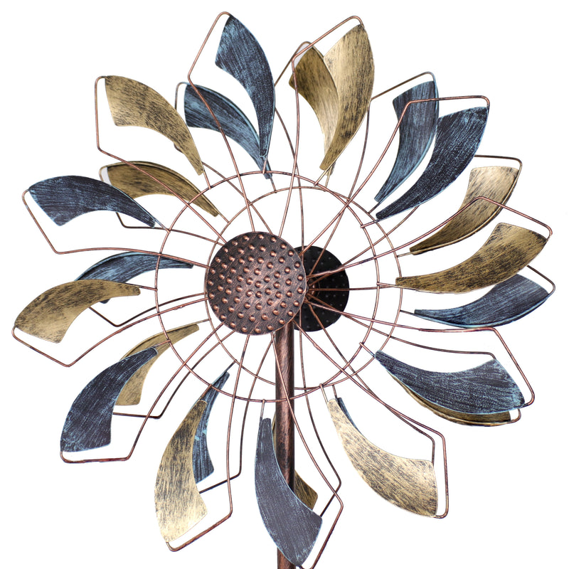 Sunnydaze Metallic Pinwheel Metal Garden Wind Spinner - 84.5" H