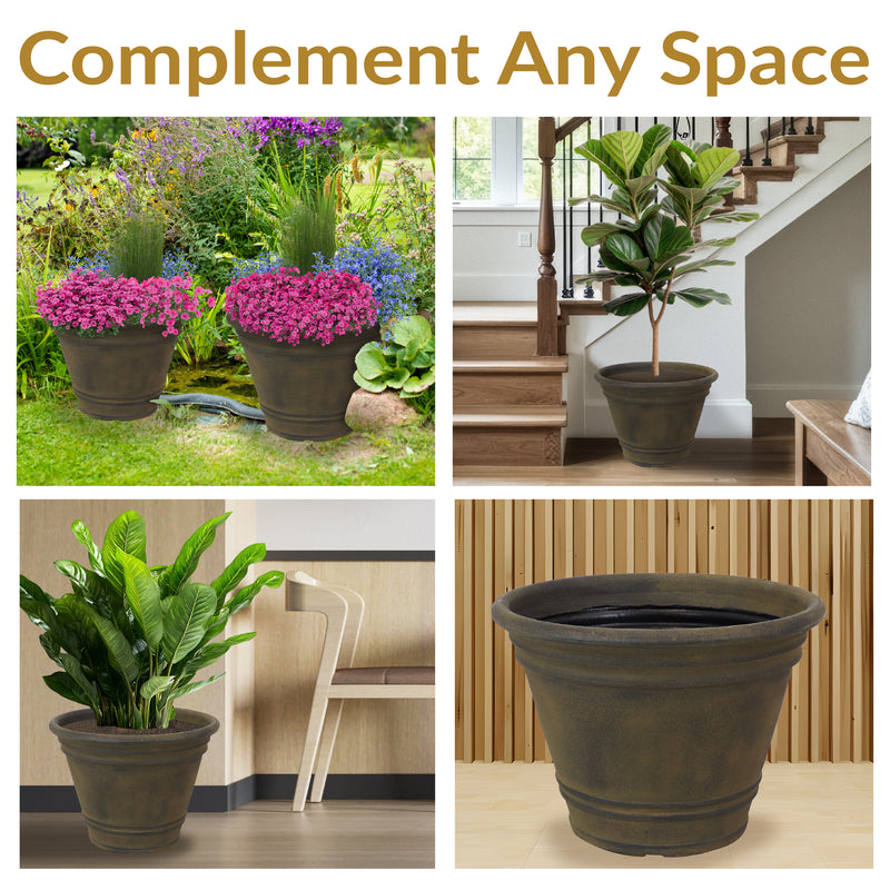 large resin pots for plants Sunnydaze Decor Franklin 20" Outdoor Flower Pot Planter