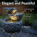 Sunnydaze 3-Tier Chiseled Basin Solar Powered Fountain for Garden, Patio, Yard or Balcony - Polyresin