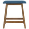 Sunnydaze Set of 2 Counter-Height Stools - Weathered Oak Finish with Blue Cushions