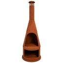 Sunnydaze 70" H Steel Outdoor Chiminea Fire Pit with Built-In Log Holder