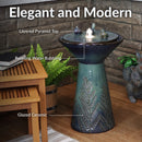 Sunnydaze Gathering Birds Ceramic Outdoor Fountain with LED Lights - 28.25"