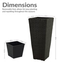 Sunnydaze Polyrattan Square Tall Wicker Planter